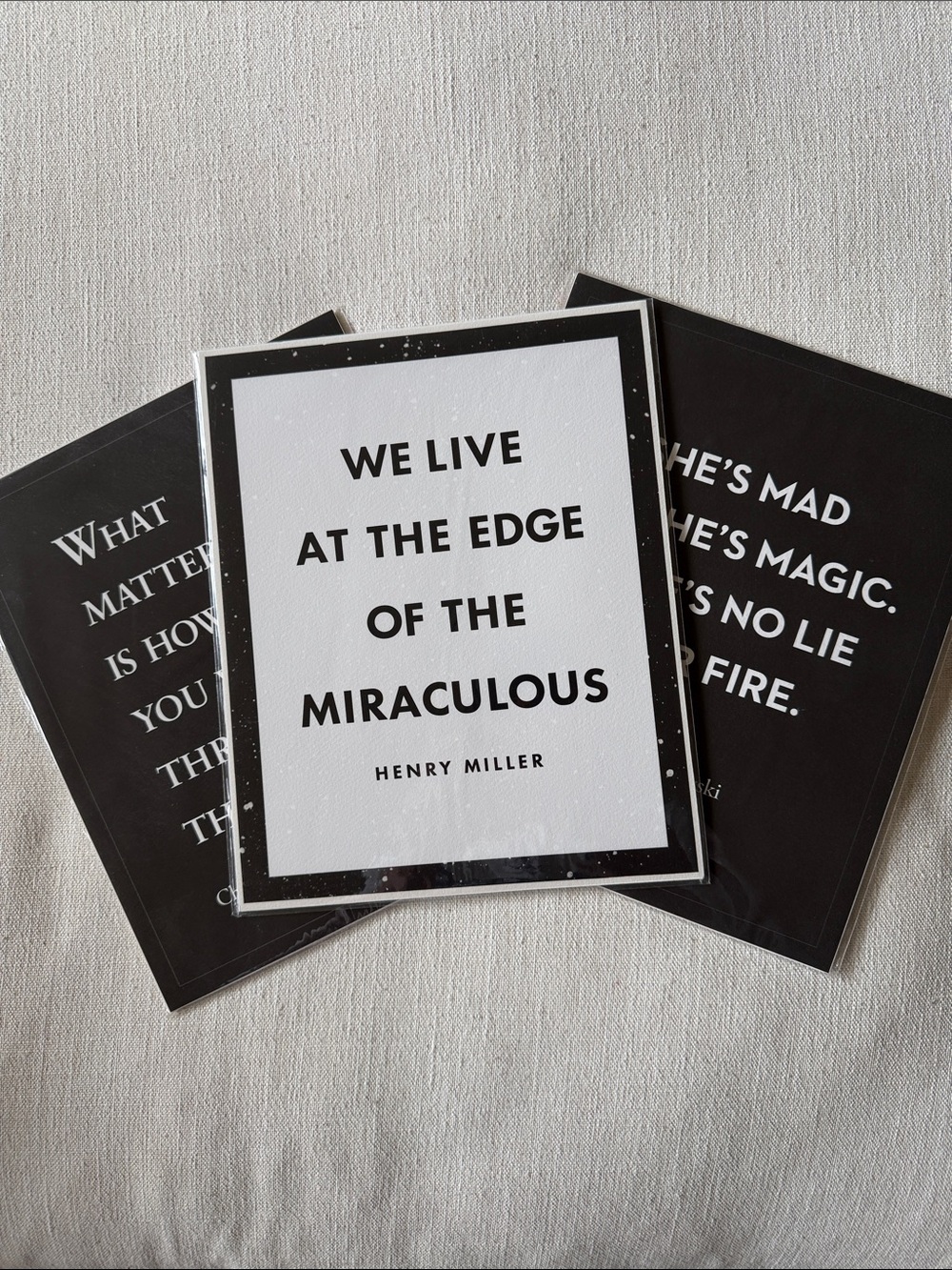 Inspirational Henry Miller Quote Print - Black & White set of 3